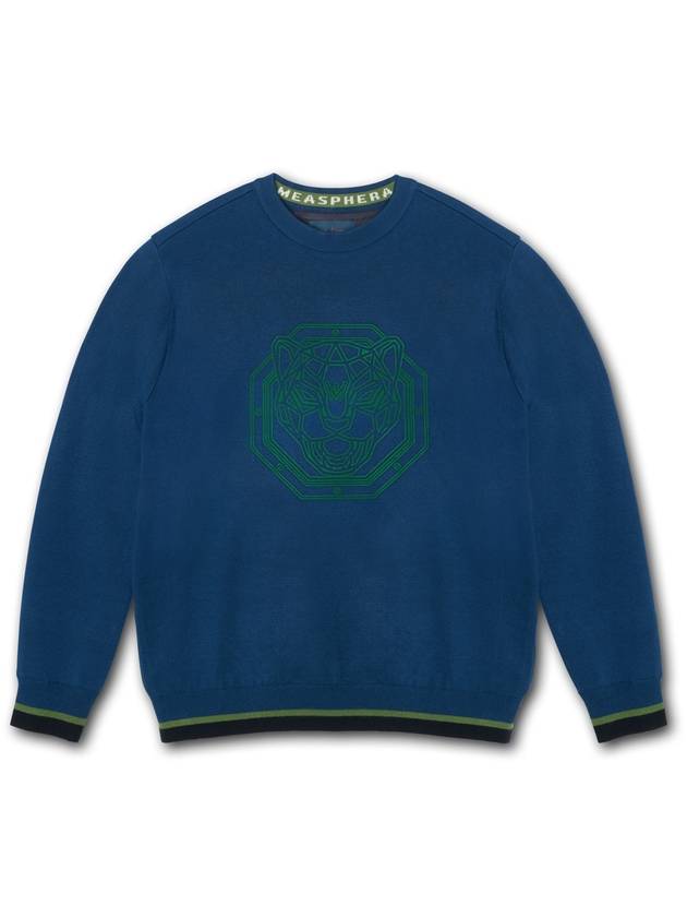 UNI Regular fit windproof Round Sweater TEAL BLUE
