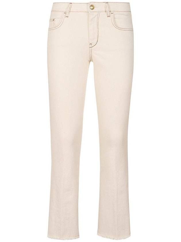 Fay Stretch denim jeans cream zip iconic hem