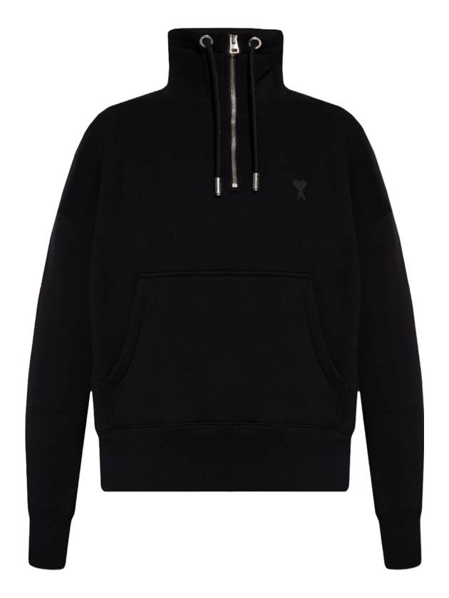 아미 하트 로고 반집업 후드탑 블랙