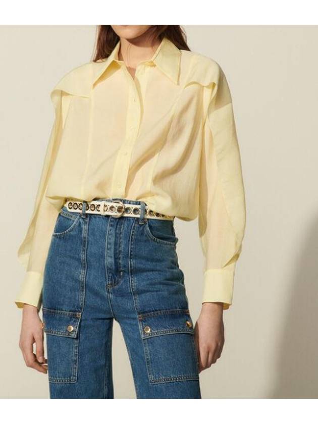 산드로 여성  케이프셔츠 위드 러플 셔츠 옐로우 sfpcm00382