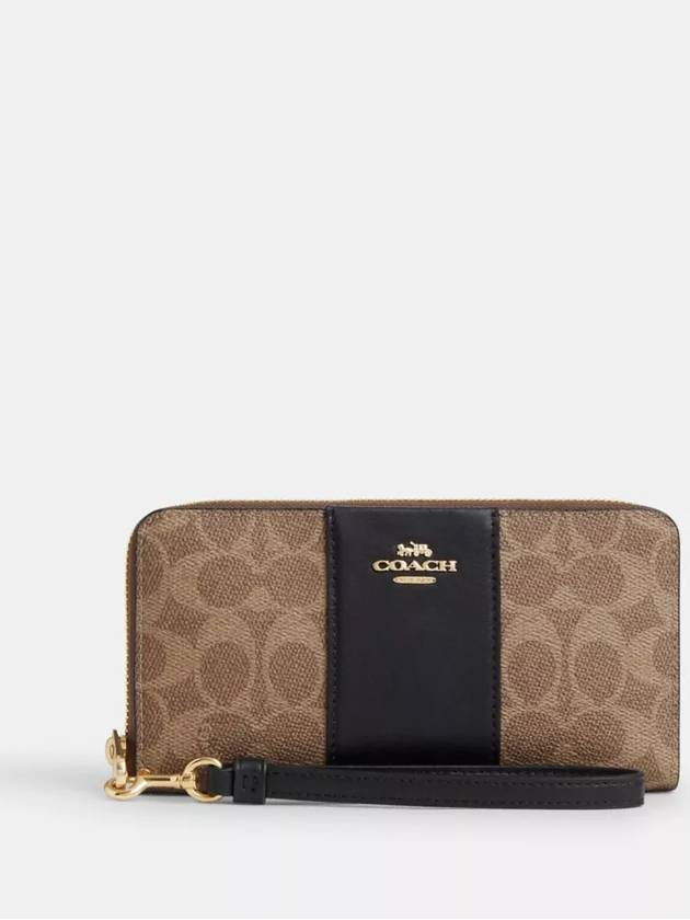 코치 롱 지퍼 어라운드 월렛 장지갑 Gold Tan Black