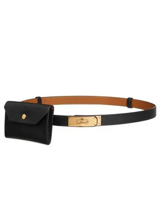 W 에르메스 켈리 포켓 18 벨트 앱송 & 골드 하드웨어 누아 W Hermes Kelly Pocket 18 Belt Epsom & Gold Noir