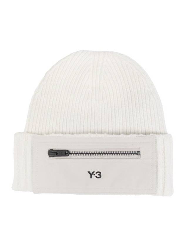 Y-3 로고 프린트 골지 니트 비니