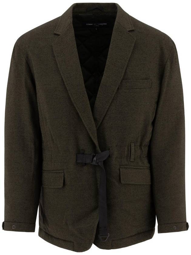 꼼데가르송 셀프 타이 블레이저 카키