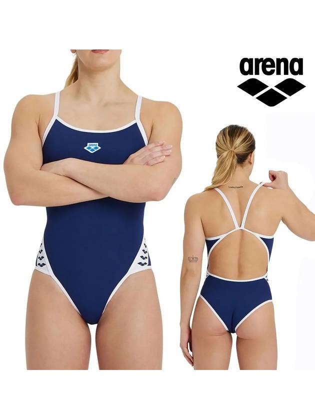 아레나 여성 수영복 아이콘 슈퍼 플라이 백 원피스 네이비화이트