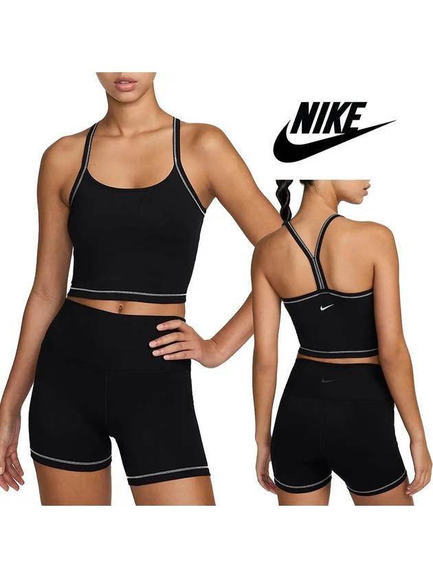 나이키 나시 여성 피티드 운동 크롭 탑 티셔츠 블랙