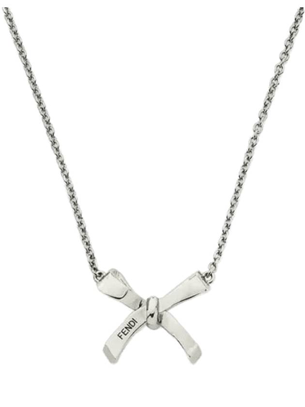 펜디 보우 목걸이 실버