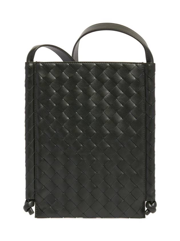 보테가베네타 인트레치아토 플랫 루프 스몰 크로스 백 다크 그린