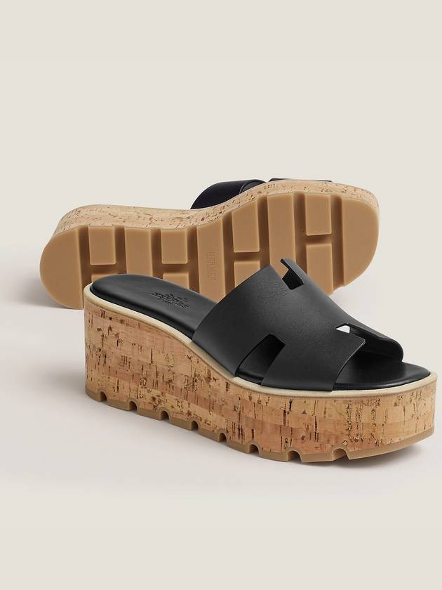 에르메스 에제 슬리퍼 EZE30 웨지힐 통굽 샌들 블랙 누아