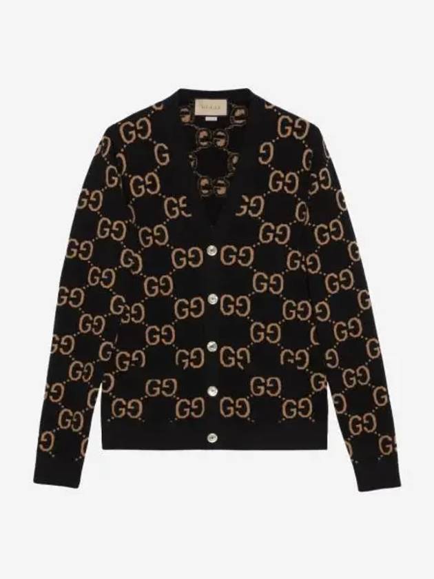 구찌 GG 울 자카드 가디건 블랙 카멜 Gucci GG Wool Jacquard Cardigan Black Camel