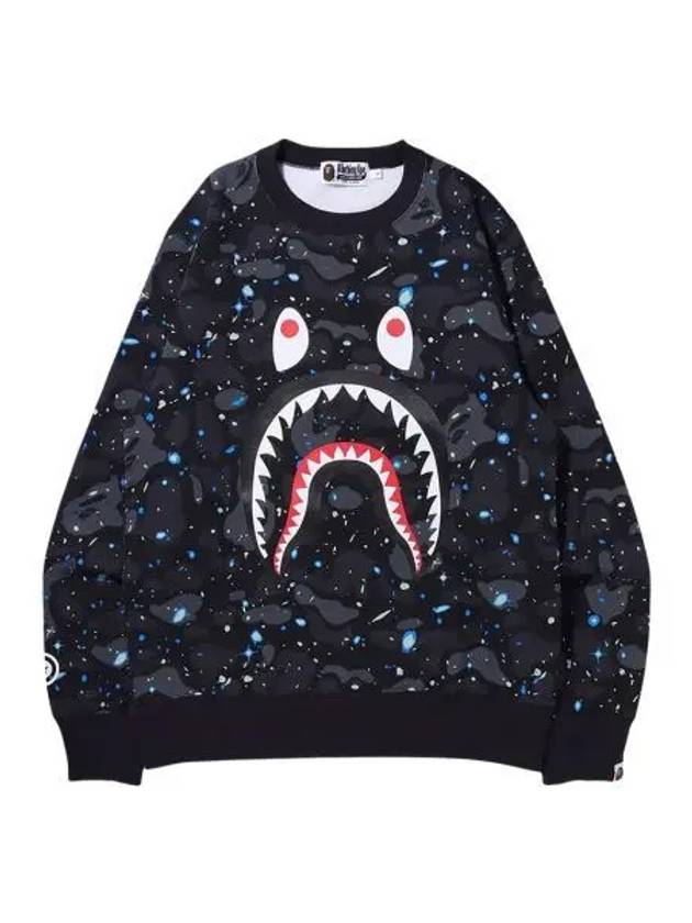 베이프 스페이스 카모 샤크 크루넥 스웨트셔츠 블랙 BAPE Space Camo Shark Crewneck Sweatshirt Black