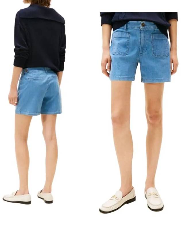 타미힐피거 여성 패치 포켓 5인치 반바지 스카이블루