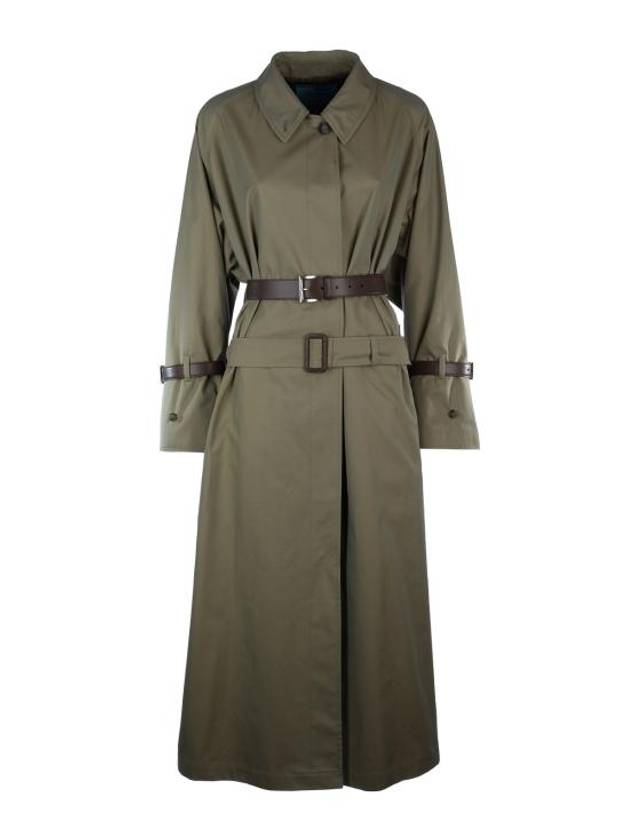프라다 싱글 브레스트 코튼 트윌 트렌치코트 올리브 그린