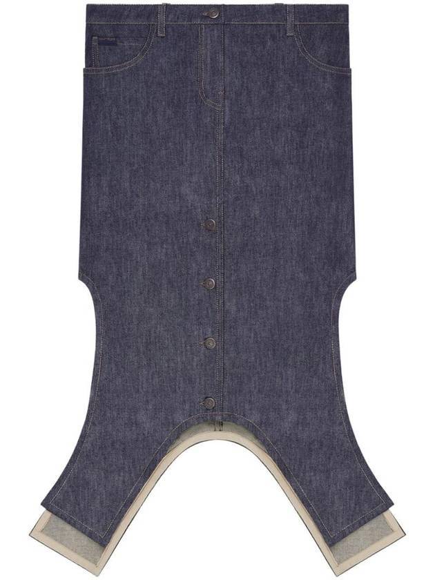 쿠레주 롱 리버스 데님 언발란스 스커트 다크 헤더 그레이