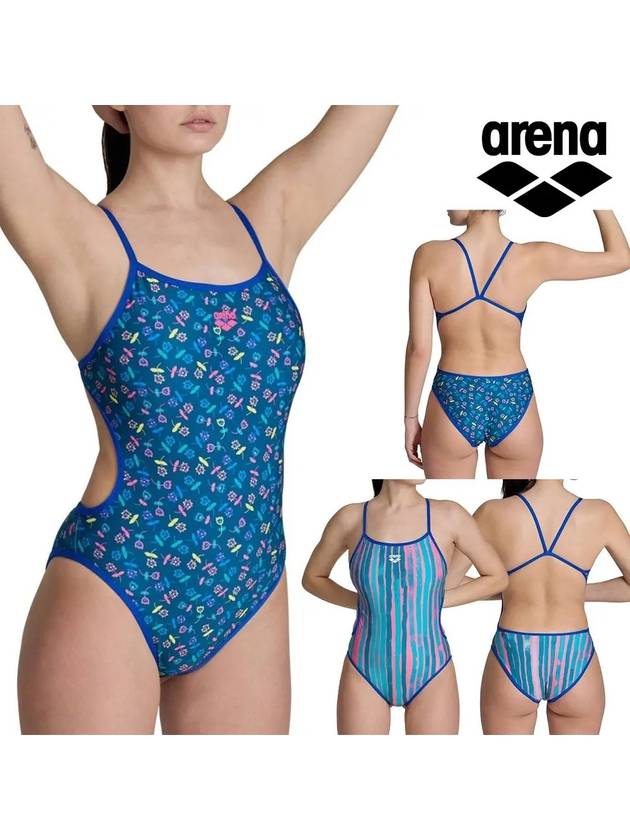 아레나 수영복 여성 리버시블 챌린지백 원피스 로얄멀티