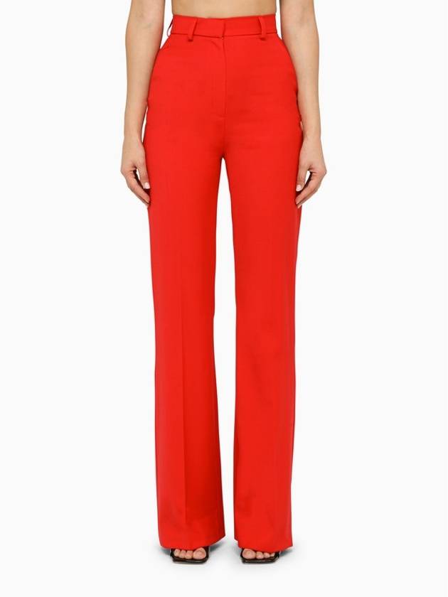 Red Wool Flared Trousers