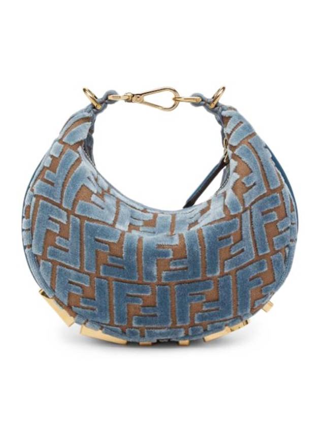 펜디 FF 자카드 벨벳 미니 백 라이트 블루