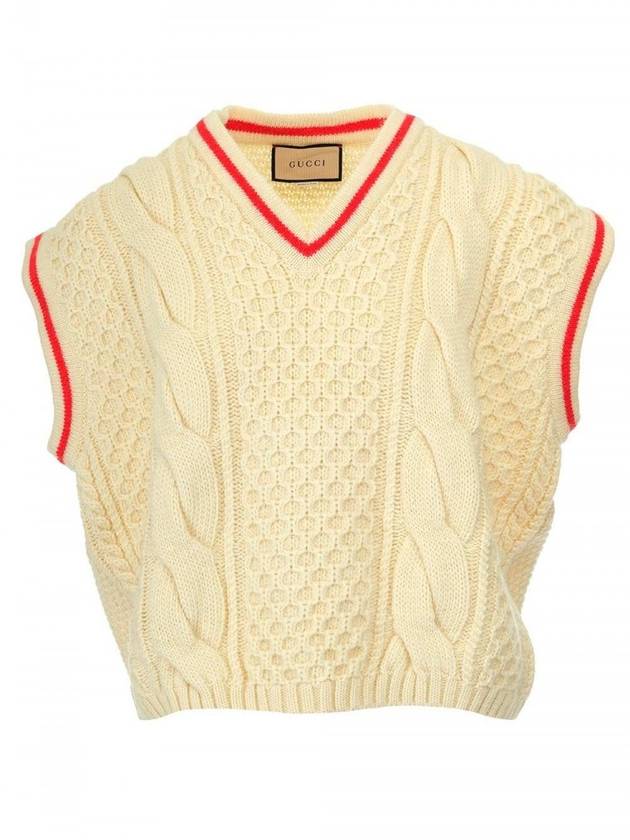구찌 남성 울 케이블 베스트 화이트