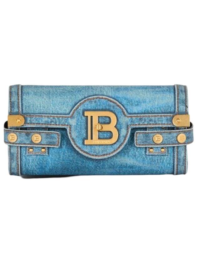 발망 B 버즈 23 데님 프린트 캔버스 파우치 백 블루