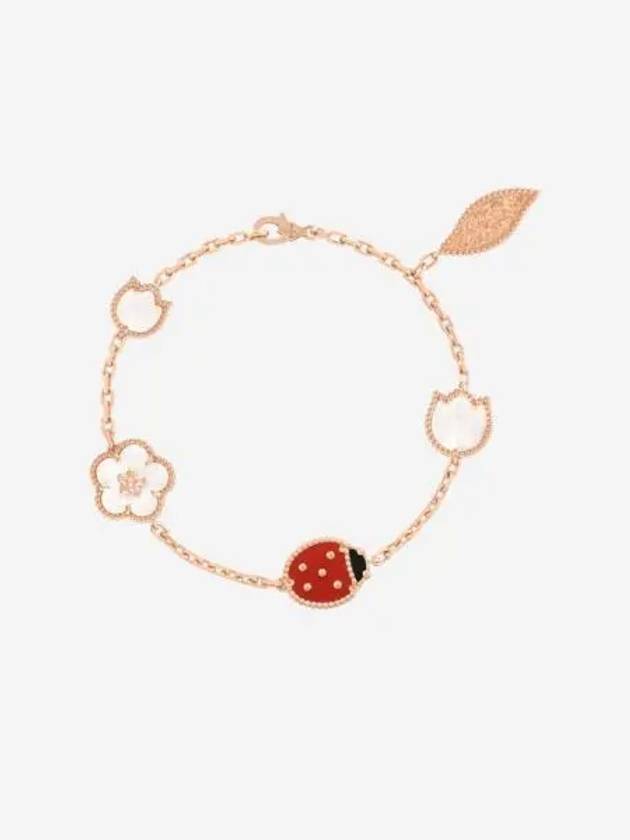 W 반 클리프 & 아펠 럭키 스프링 브레이슬릿 5 모티브 핑크 골드 마더 오브 펄 오닉스 커넬리언 W Van Cleef & Arpels Lucky Spring Bracelet 5 Motifs Pink Gold Mother of Pearl Onyx Carnelian