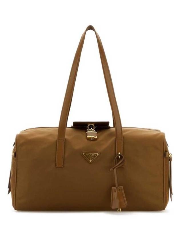 프라다 라지 리나일론 패드락 더플 백 브랜디