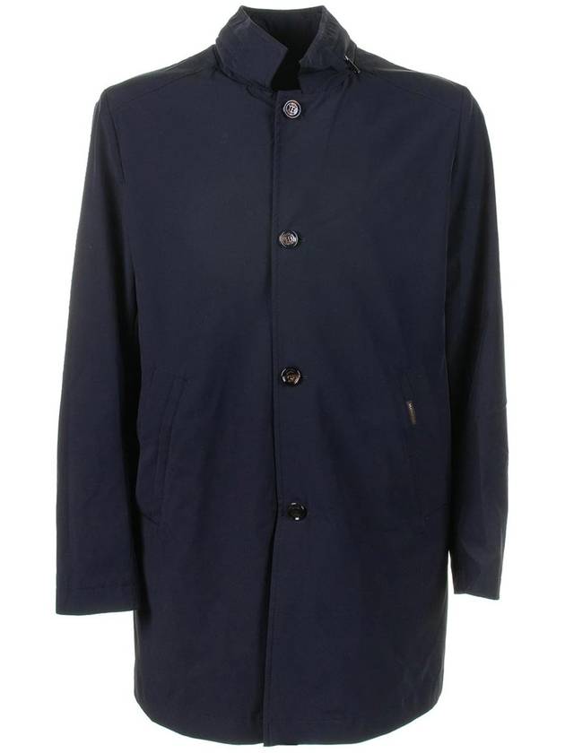 Moorer Long Navy Blue Trench Coat