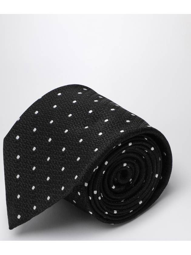 Destin Black/white polka dot silk tie