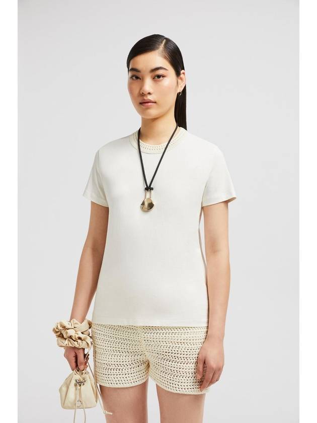 몽클레르 Crochet Accent Cotton T Shirt K10938C0004389ADC034