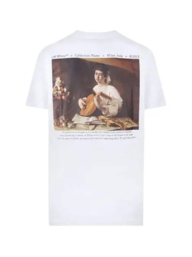 오프화이트 카라바지오 루트 프린트 슬림 숏슬리브 티셔츠 화이트 Off White Caravaggio Lute Print Slim S S T Shirt White
