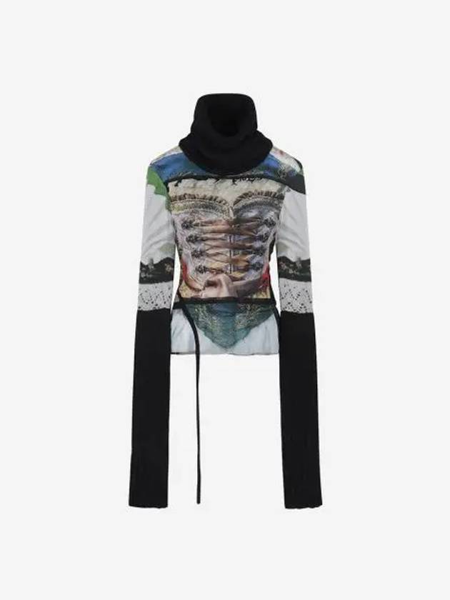 오토링거 우먼 메쉬 롱슬리브 터틀넥 디른들 프린트 24FW Ottolinger Women Mesh Longsleeve Turtleneck Dirndl Print 24FW