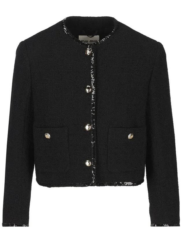 Miu Miu 시퀸 크루넥 버튼업 재킷 MH1903SOOO13RL_F0002