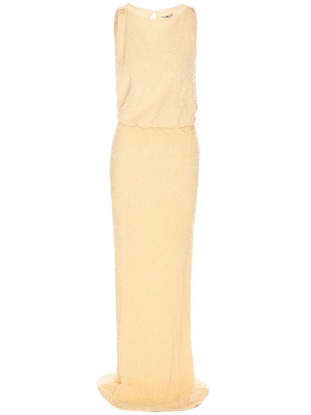 Elisabetta Franchi 로고 디테일 스팽글 레드 카펫 드레스 ABR5252E2_DC7