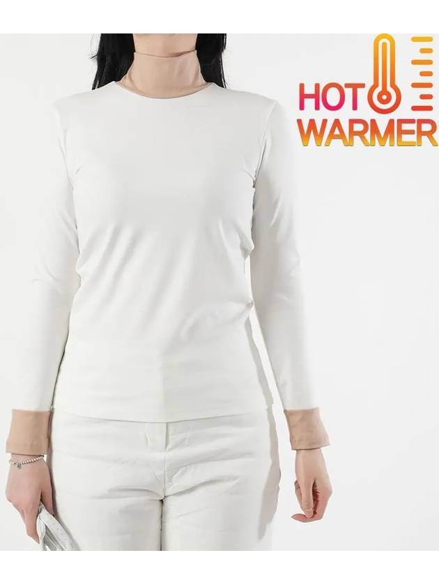 여성 골프 발열내의 기모 배색 이너 티셔츠 히트텍 반목 스판 내복 여성골프웨어 2302