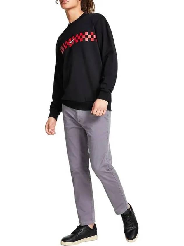 4224662 Hugo Boss Dromeo Mens Checkered Crewneck Sweatshirt