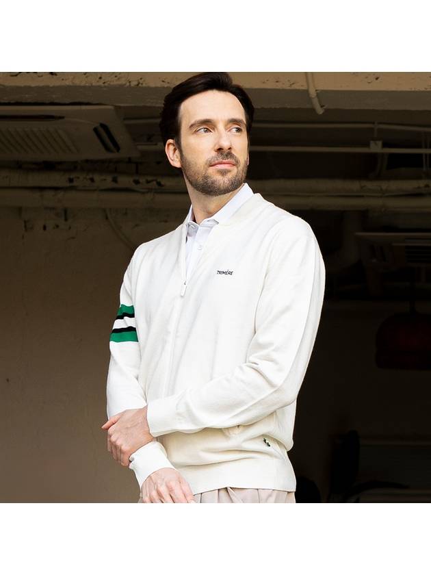 트리메르 시그니처 라인 캐시미어 니트 집업 UNISEX WHITE TMFCN60411