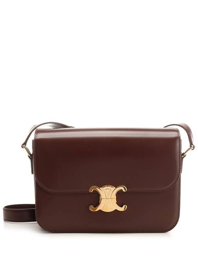 셀린느 클래식 트리옹프 샤이니 카프스킨 숄더 백 채슈넛