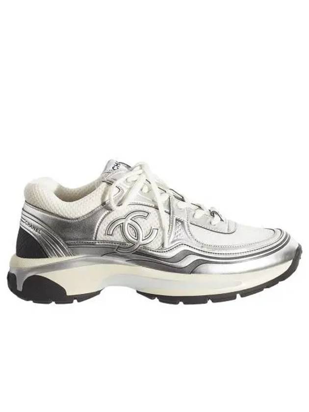W 샤넬 스니커즈 패브릭 라미네이티드 & 화이트 실버 W Chanel Sneakers Fabric Laminated & White Silver