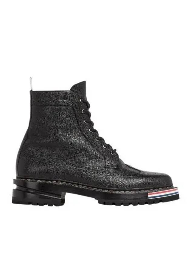 톰브라운 페블 그레인 레더 스트라이프 인서트 하이킹 솔 롱윙 부츠 블랙 Thom Browne Pebble Grain Leather Stripe Insert Hiking Sole Longwing Boot Black