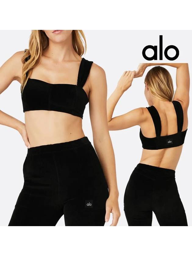 alo 알로 요가복 코듀로이 윈터브레이크 탑 브라 블랙