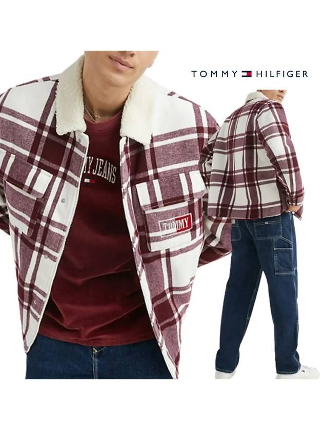 타미힐피거 아우터 체크 셰르파 칼라 샤켓 남성재킷 레드 여자남자자켓 경량패딩 토미힐피거