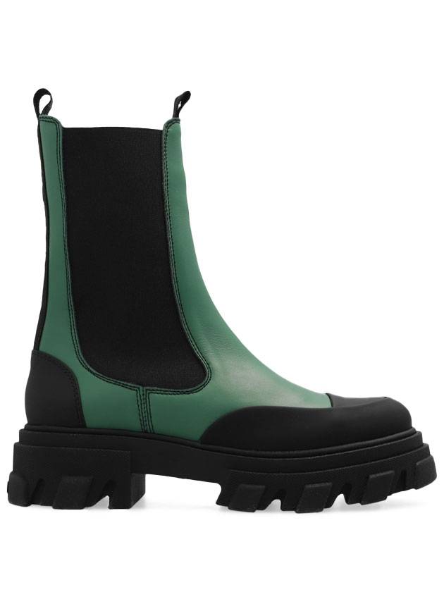 가니 클리티드 러그 솔 레더 첼시 부츠 그린