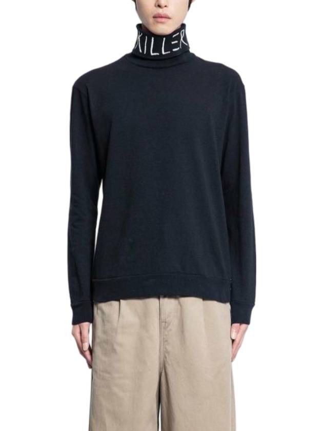 캐피탈 킬러 엠브로이드 롤넥 긴팔 티셔츠 블랙