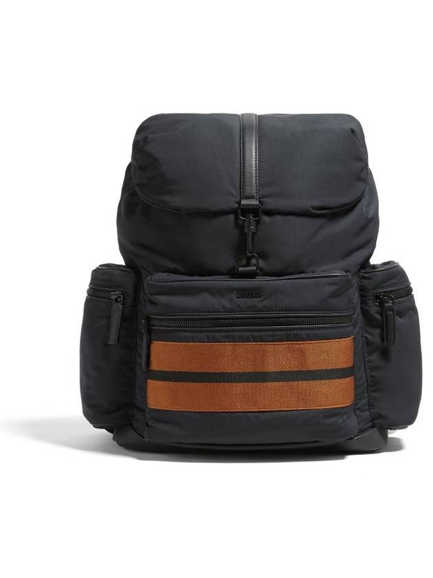 제냐 로고 프린트 스트라이프 트림 백팩