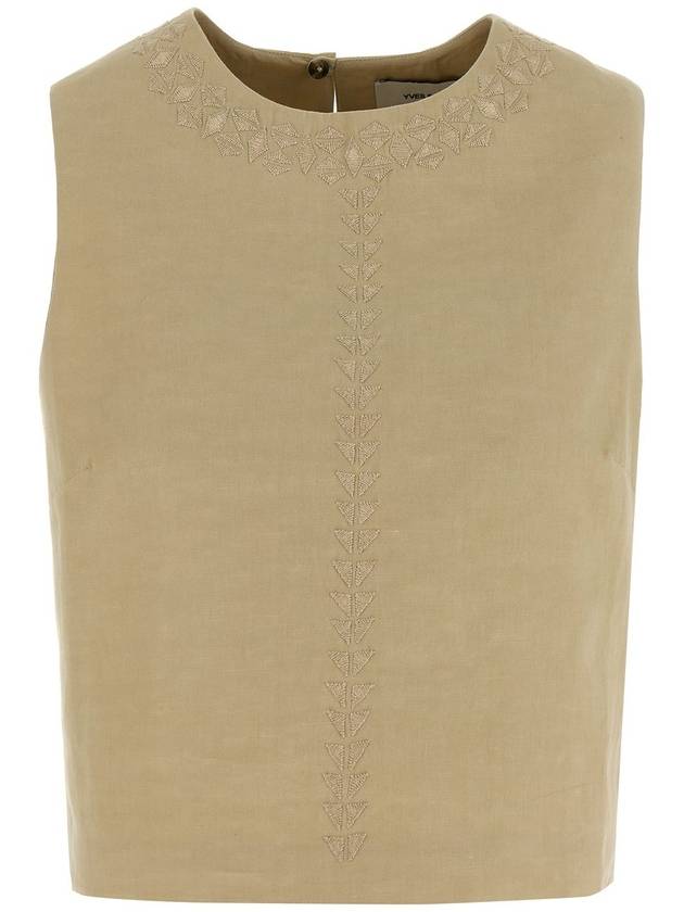 Yves Salomon - Embroidery Top Tops Beige