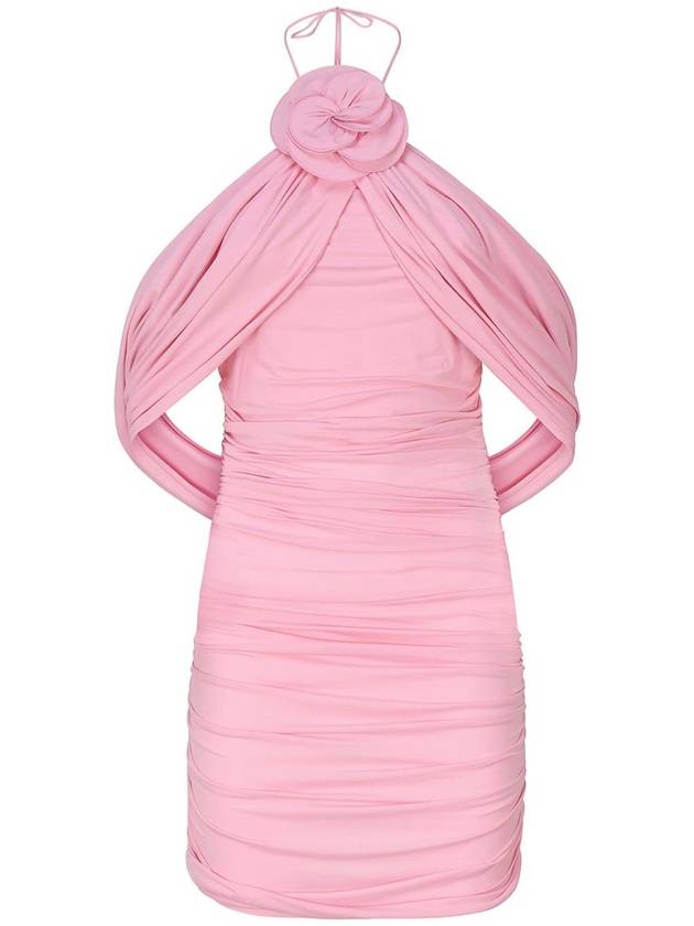 Magda Butrym Wrap dress with ruched floral appliqus