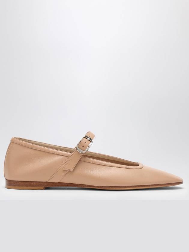 Beige Leather Mary Jane Ballerina