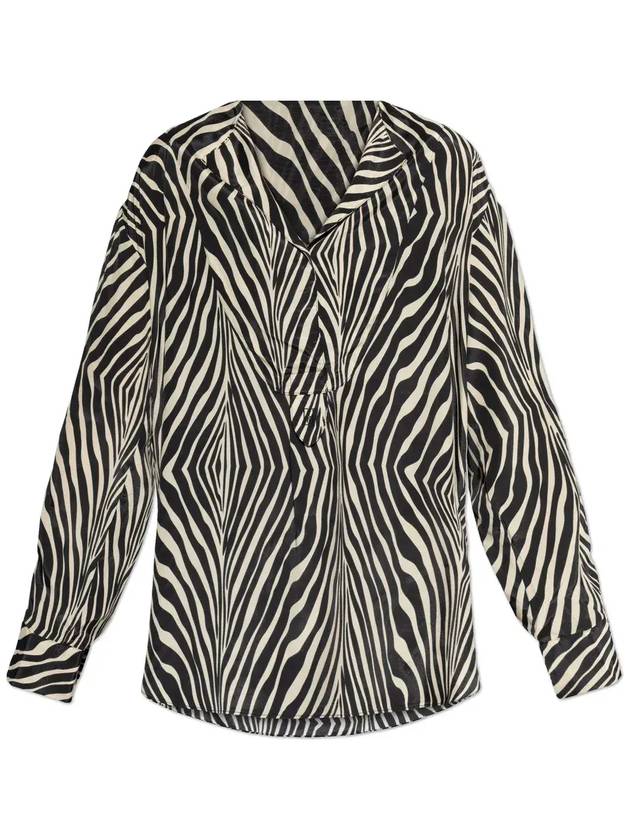 Malene Birger 제브라 프린트 V넥 탑 1031370_QZ4