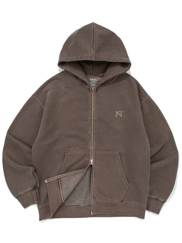 PIGMENT KINDS KN LOGO HOOD ZIP UP BROWN