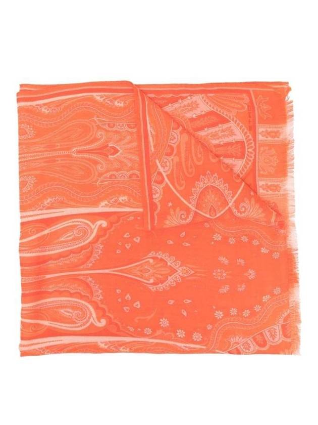 에트로 페이즐리 프린트 머플러 오렌지
