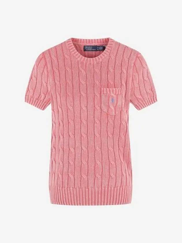 폴로 랄프 로렌 우먼 코튼 케이블 숏 슬리브 스웨터 핑크 30%적립 Polo Ralph Lauren Women Cotton Cable Short Sleeve Sweater Pink